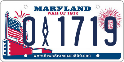 MD license plate 0AX1719
