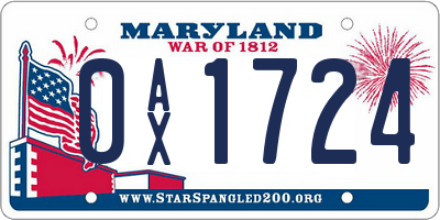 MD license plate 0AX1724