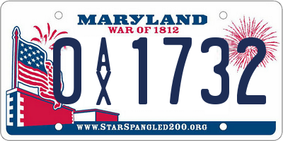 MD license plate 0AX1732