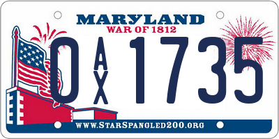 MD license plate 0AX1735
