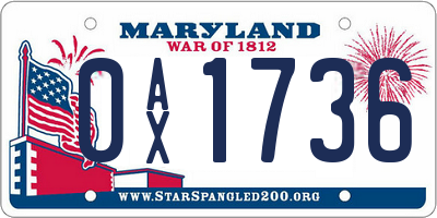 MD license plate 0AX1736