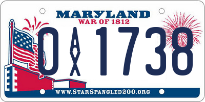 MD license plate 0AX1738