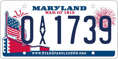 MD license plate 0AX1739