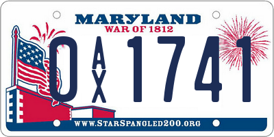 MD license plate 0AX1741