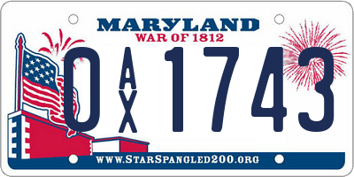 MD license plate 0AX1743