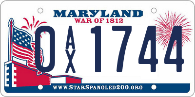 MD license plate 0AX1744
