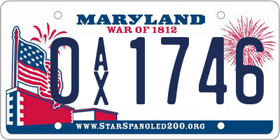 MD license plate 0AX1746