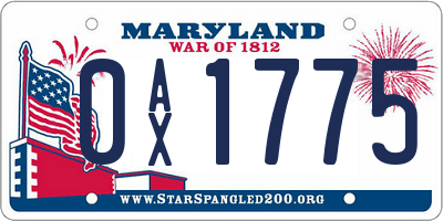 MD license plate 0AX1775