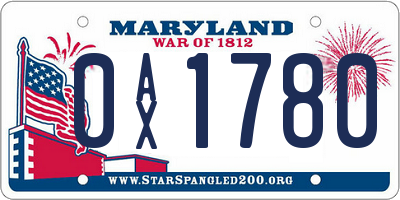 MD license plate 0AX1780
