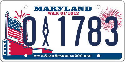MD license plate 0AX1783