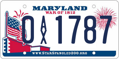 MD license plate 0AX1787
