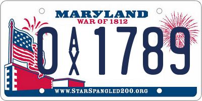 MD license plate 0AX1789