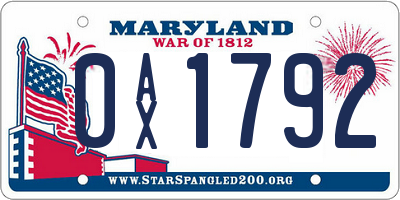 MD license plate 0AX1792