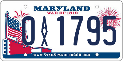MD license plate 0AX1795