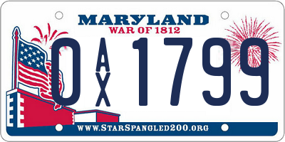 MD license plate 0AX1799