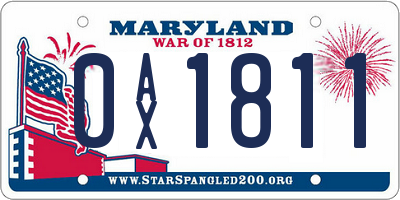 MD license plate 0AX1811