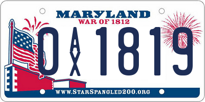 MD license plate 0AX1819