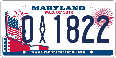 MD license plate 0AX1822