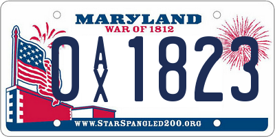 MD license plate 0AX1823
