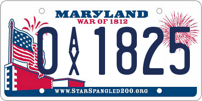 MD license plate 0AX1825