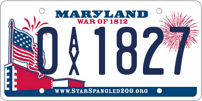 MD license plate 0AX1827
