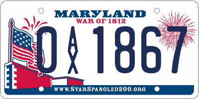 MD license plate 0AX1867