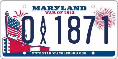 MD license plate 0AX1871