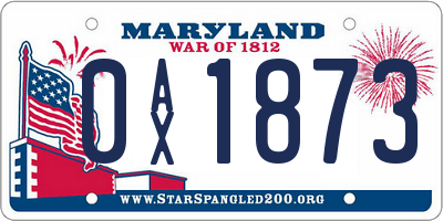 MD license plate 0AX1873