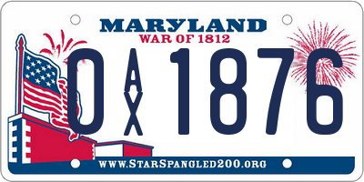 MD license plate 0AX1876