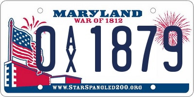 MD license plate 0AX1879