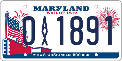 MD license plate 0AX1891
