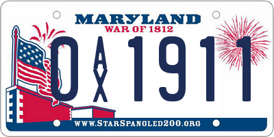 MD license plate 0AX1911
