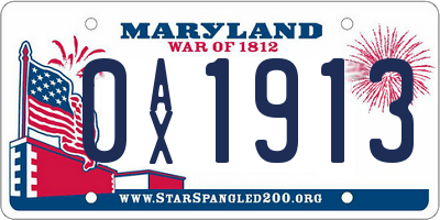 MD license plate 0AX1913