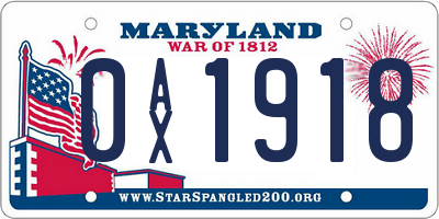 MD license plate 0AX1918