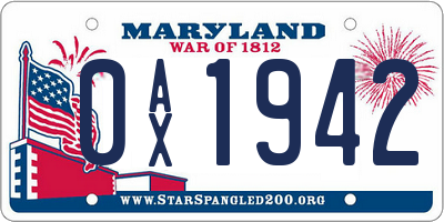 MD license plate 0AX1942