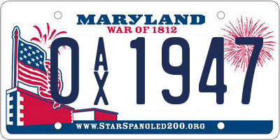 MD license plate 0AX1947