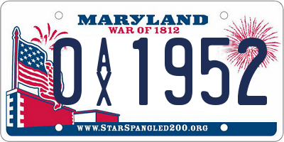 MD license plate 0AX1952