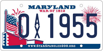 MD license plate 0AX1955