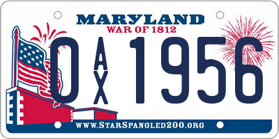 MD license plate 0AX1956