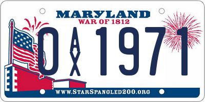 MD license plate 0AX1971
