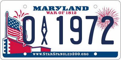 MD license plate 0AX1972