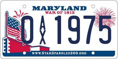 MD license plate 0AX1975