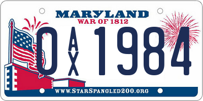 MD license plate 0AX1984