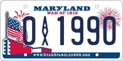 MD license plate 0AX1990