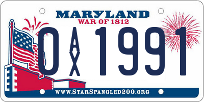 MD license plate 0AX1991