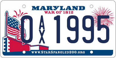 MD license plate 0AX1995