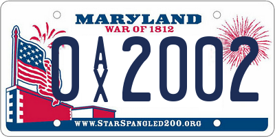 MD license plate 0AX2002