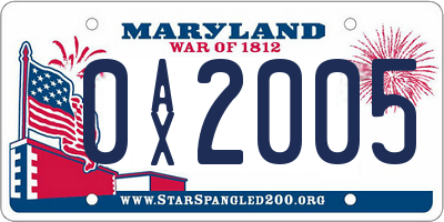 MD license plate 0AX2005