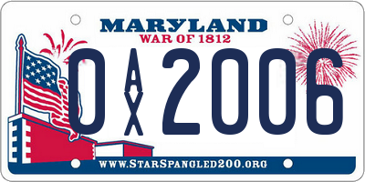 MD license plate 0AX2006