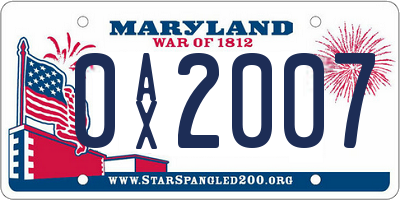 MD license plate 0AX2007